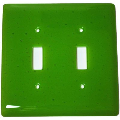 Hot Knobs Double Toggle Glass Switchplate in Spring Green