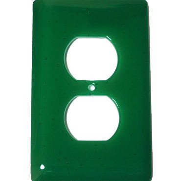 Hot Knobs Single Outlet Glass Switchplate in Emerald Green