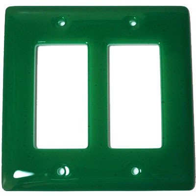 Hot Knobs Double Rocker Glass Switchplate in Emerald Green