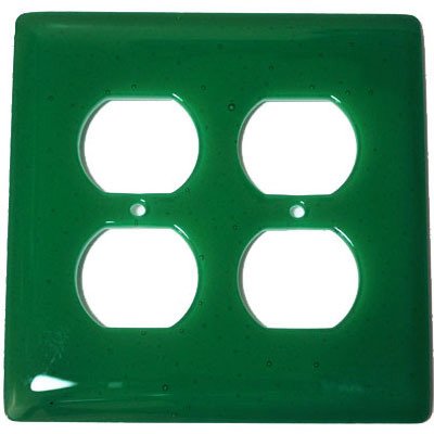 Hot Knobs Double Outlet Glass Switchplate in Emerald Green