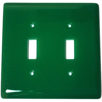 Hot Knobs Double Toggle Glass Switchplate in Emerald Green