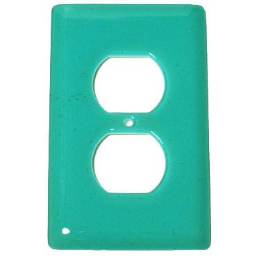Hot Knobs Single Outlet Glass Switchplate in Light Aqua Blue