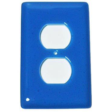 Hot Knobs Single Outlet Glass Switchplate in Turquoise Blue