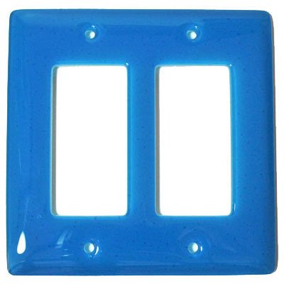 Hot Knobs Double Rocker Glass Switchplate in Turquoise Blue