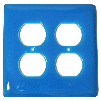 Hot Knobs Double Outlet Glass Switchplate in Turquoise Blue