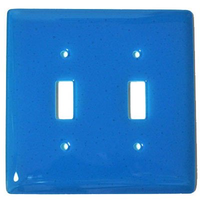 Hot Knobs Double Toggle Glass Switchplate in Turquoise Blue