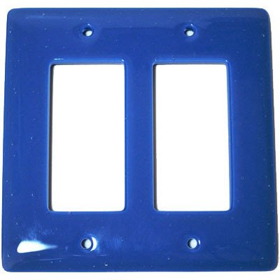 Hot Knobs Double Rocker Glass Switchplate in Egyptian Blue