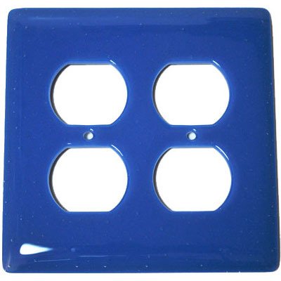 Hot Knobs Double Outlet Glass Switchplate in Egyptian Blue
