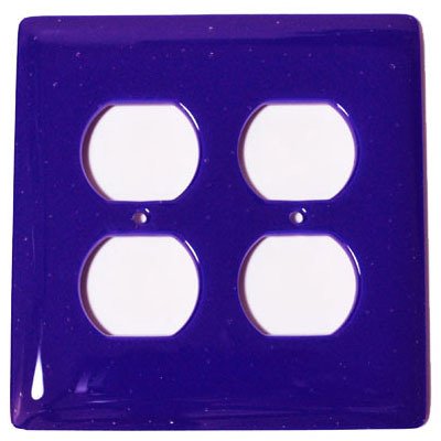 Hot Knobs Double Outlet Glass Switchplate in Deep Cobalt Blue