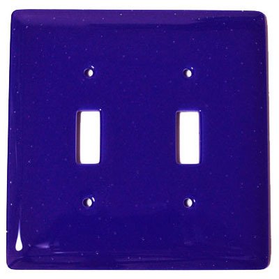 Hot Knobs Double Toggle Glass Switchplate in Deep Cobalt Blue