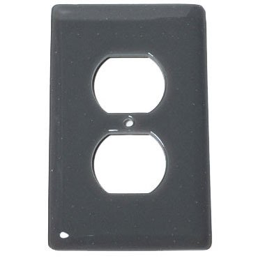 Hot Knobs Single Outlet Glass Switchplate in Deco Gray