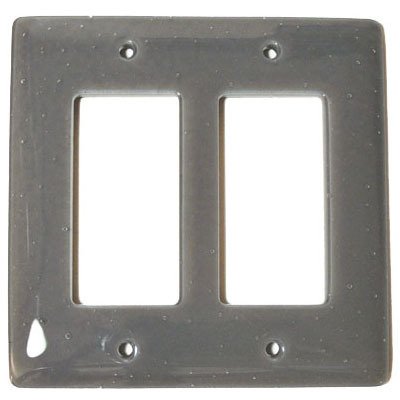 Hot Knobs Double Rocker Glass Switchplate in Deco Gray