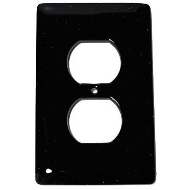 Hot Knobs Single Outlet Glass Switchplate in Black