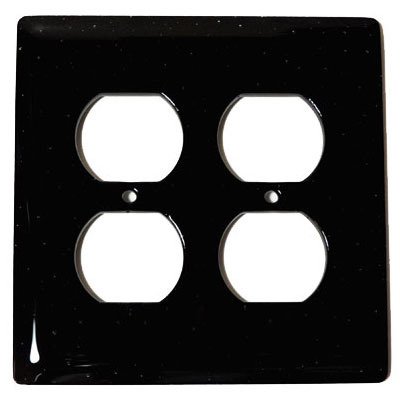 Hot Knobs Double Outlet Glass Switchplate in Black