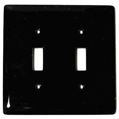 Hot Knobs Double Toggle Glass Switchplate in Black