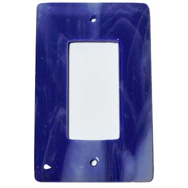Hot Knobs Single Rocker Glass Switchplate in White Swirl & Cobalt Blue