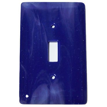 Hot Knobs Single Toggle Glass Switchplate in White Swirl & Cobalt Blue
