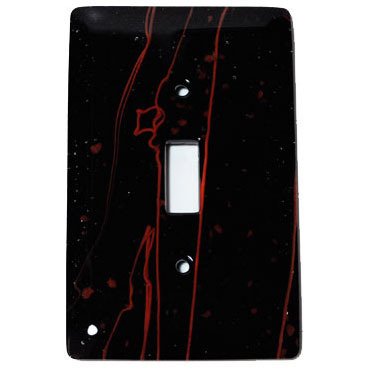 Hot Knobs Single Toggle Glass Switchplate in Black & Red