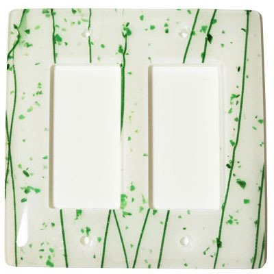 Hot Knobs Double Rocker Glass Switchplate in Green & White