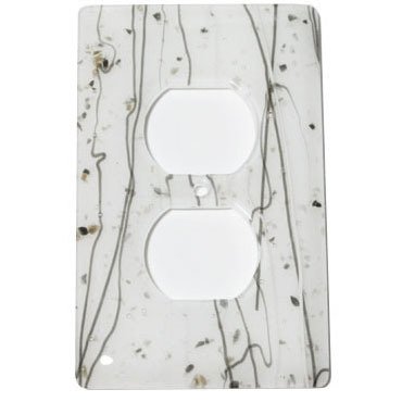 Hot Knobs Single Outlet Glass Switchplate in Vanilla & White