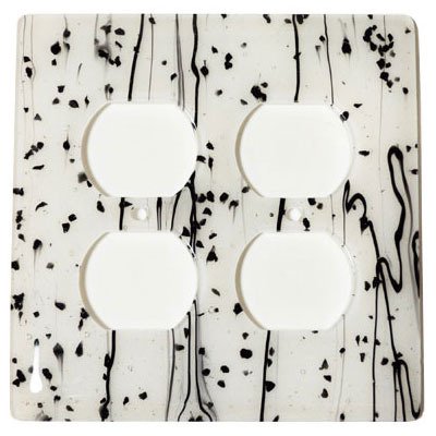 Hot Knobs Double Outlet Glass Switchplate in Black & White