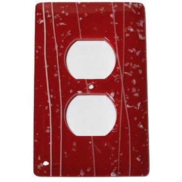Hot Knobs Single Outlet Glass Switchplate in White & Red
