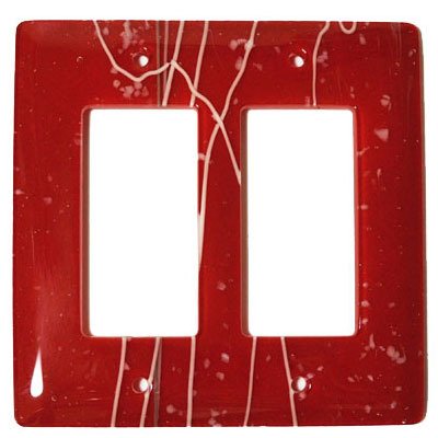 Hot Knobs Double Rocker Glass Switchplate in White & Red