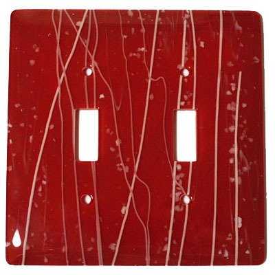 Hot Knobs Double Toggle Glass Switchplate in White & Red