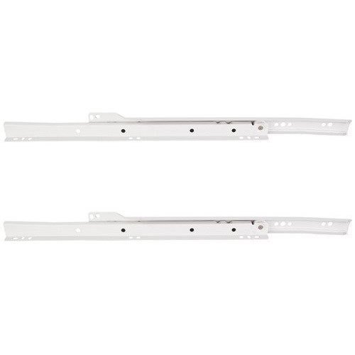 Hardware Resources 12" Cream White 0.8mm Builder Packed Self Closing Drawer Slide Pair in White