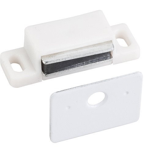 Hardware Resources 15lb. White Magnetic Catch with Strike & White Screws in White