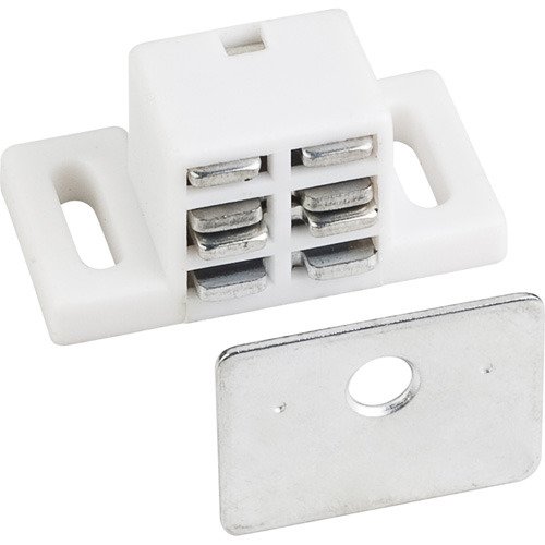 One Pair Pack of 2- 25# Magnetic Catch-White/Zinc w/ Strike-Shutter Hardware 