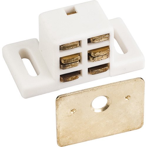 Hardware Resources 25lb. Magnetic Catch White/Brass with Strike & Screws in White