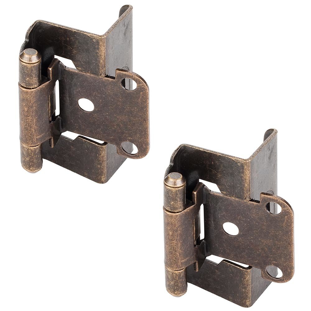Hardware Resources 1/2" Overlay, 3/4" Frame Full Wrap Self Closing Hinge in Brushed Antique Brass (PAIR)