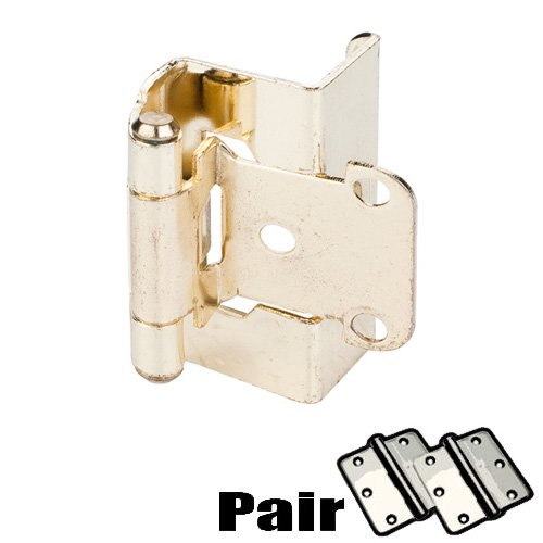 Hardware Resources 1/2" Overlay, 3/4" Frame Full Wrap Self Closing Hinge in Polished Brass (PAIR)