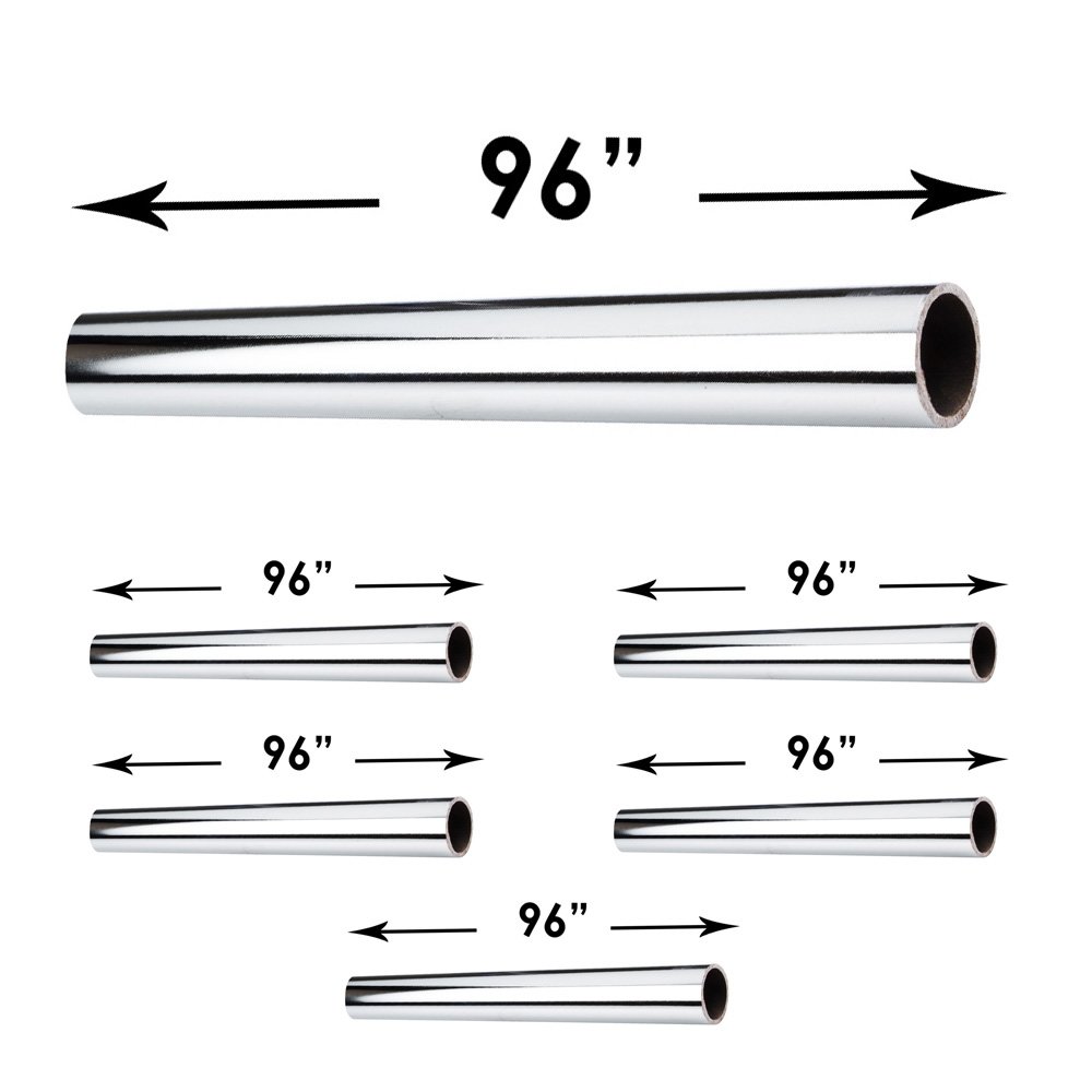 Hardware Resources (6 PACK) 1 1/16" Round 96" Long Steel Closet Rod in Polished Chrome