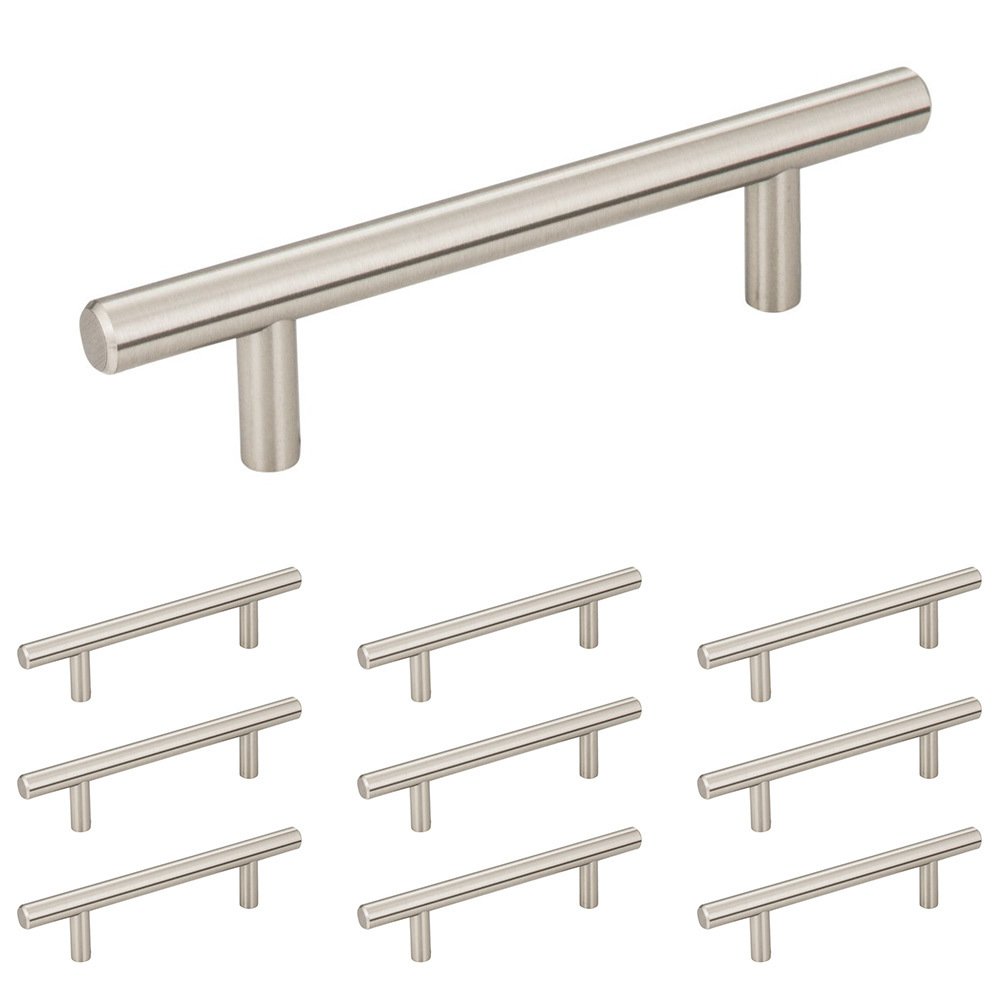Elements Hardware 10 Pack of 3 3/4" Centers Steel Bar Pull with Beveled Ends in Satin Nickel