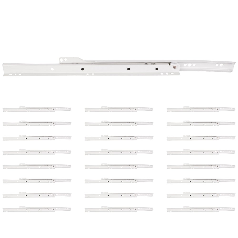 Hardware Resources (50 PACK) 18" Cream White 1.0mm Builder Packed Self Closing Drawer Slide Pair in White