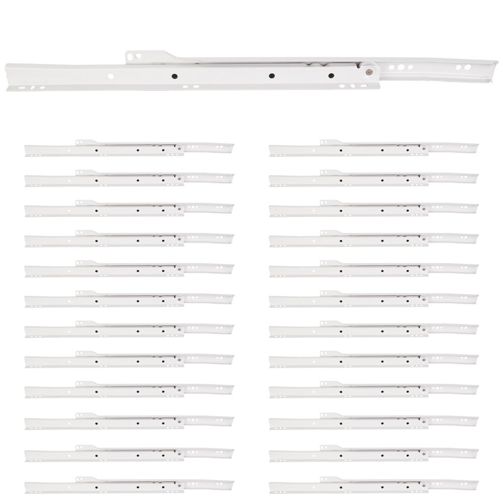 Hardware Resources (50 PACK) 20" Cream White 1.0mm Builder Packed Self Closing Drawer Slide Pair in White
