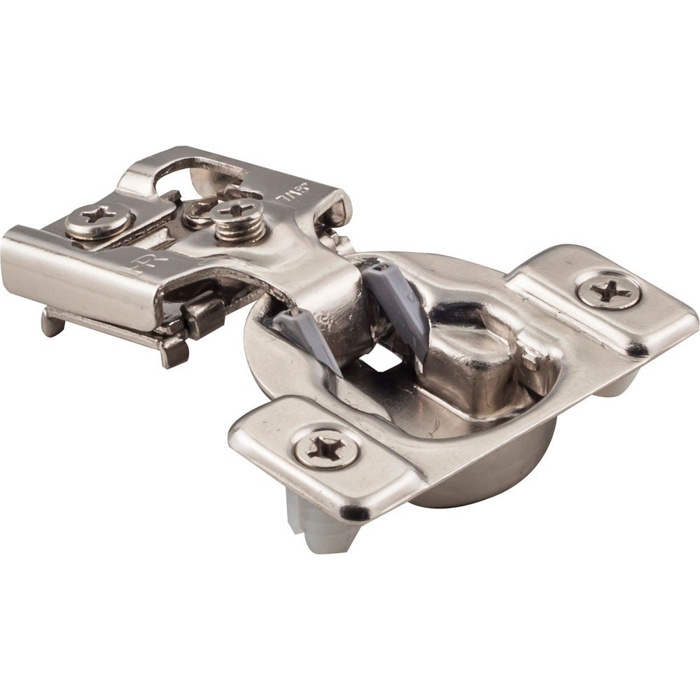 Hardware Resources 7/16" Overlay Compact Hinge with Cam Adj & 4 tabs with Dowels in Nickel