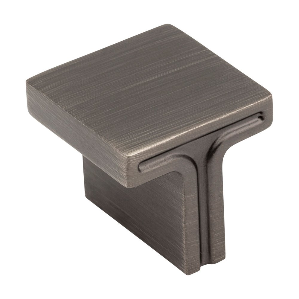 Jeffrey Alexander 1 1/8" Overall Length Square Cabinet Knob in Brushed Pewter