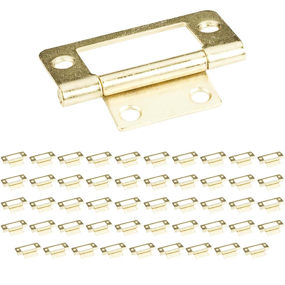 Hardware Resources (50 PACK) 2" Fixed Pin Flat Back Non-mortise Hinge in Polished Brass