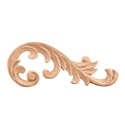 Hardware Resources 4" Right Acanthus Traditional Applique in Hard Maple Wood