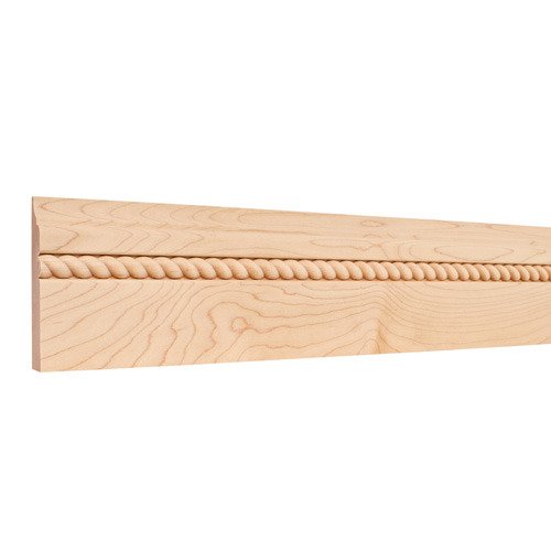 Hardware Resources 3-1/2" x 5/8" Base Moulding with 1/2" Rope in Maple Wood (8 Linear Feet)