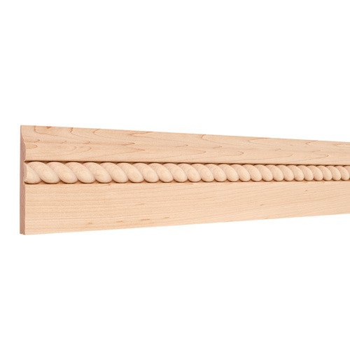 Hardware Resources 3-1/2" x 3/4" Base Moulding with 3/4" Rope in Maple Wood (8 Linear Feet)