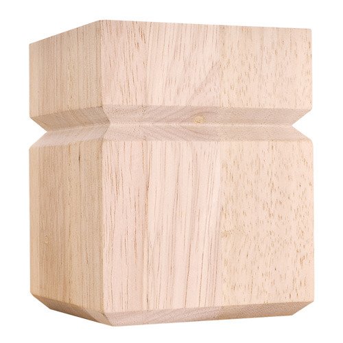 Hardware Resources 3 1/2" x 4 1/2" Shaker Transitional Bunn Foot in Rubberwood Wood