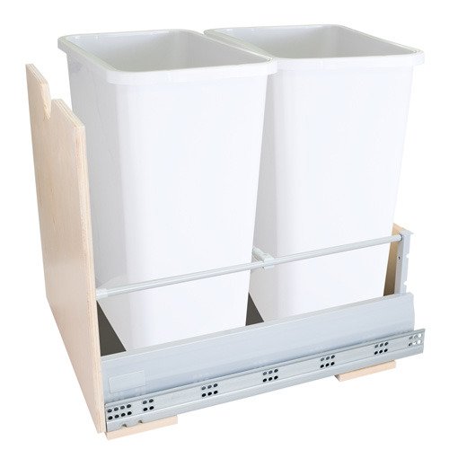 Hardware Resources Preassembled 35-Quart Double Pull-Out Waste Container System in White
