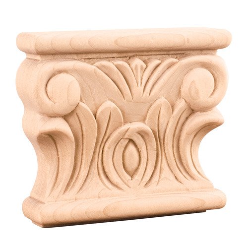 Hardware Resources 3 1/2" Acanthus Traditional Capital in Rubberwood Wood