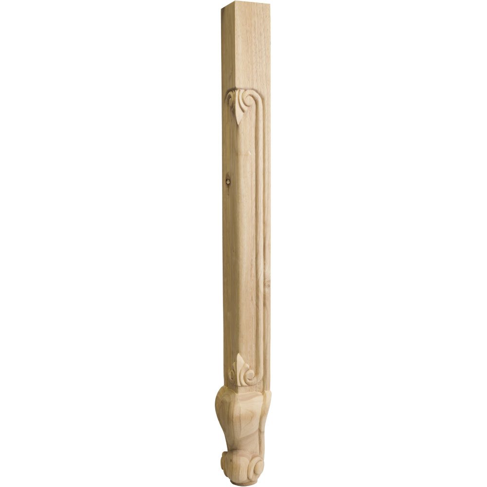 Hardware Resources 2 3/4" x 2 3/4" x 35 1/4" Traditional Acanthus Corner Leg in Cherry Wood