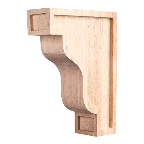 Hardware Resources 2" x 8" x 6" Waved Arts & Crafts Corbel in Rubberwood Wood