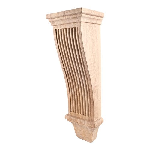 Hardware Resources 7" x 22" x 6" Reeded Renaissance Transitional Corbel in Rubberwood Wood